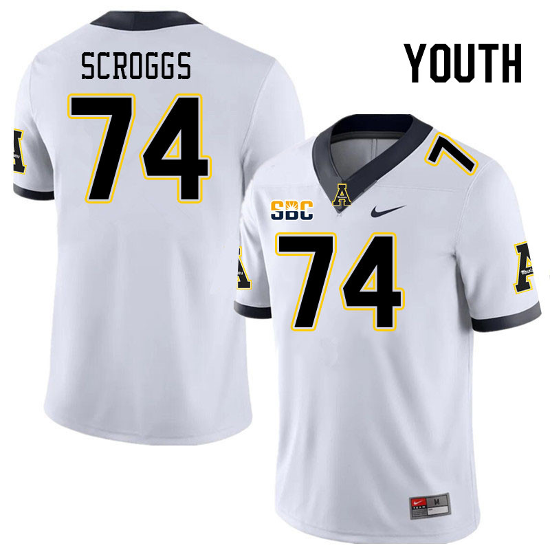 Youth #74 Griffin Scroggs Appalachian State Mountaineers College Football Jerseys Stitched Sale-Whit